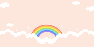 粉色小清新云朵彩虹卡通儿童节展板背景